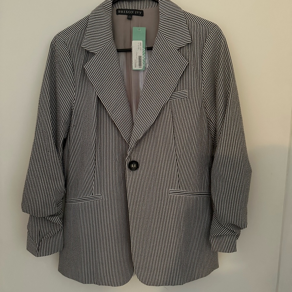 Brixon Ivy Black and White Striped Blazer Never Worn
